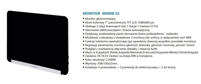 VIDOS M690BS2 – Monitor wideodomofonu
